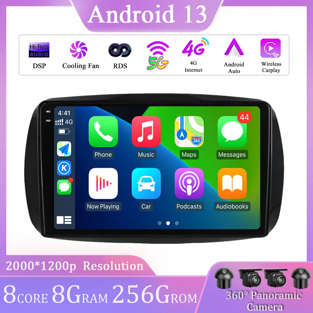 

Android 13 For Mercedes Smart 453 Fortwo 2014 - 2020 Autoradio Multimedia Player QLED Screen Carplay Car Radio 2Din DVD