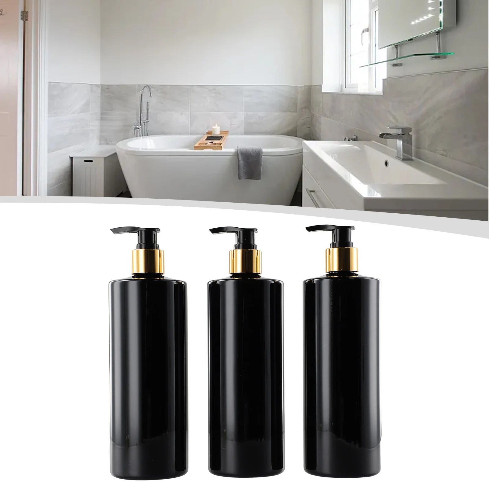 

3PCS 500ml PET Empty Refillable Shampoo Lotion Bottles With Pump Dispensers For Gel Soap Dispenser Shampoo Bathroom Hotel Liquid