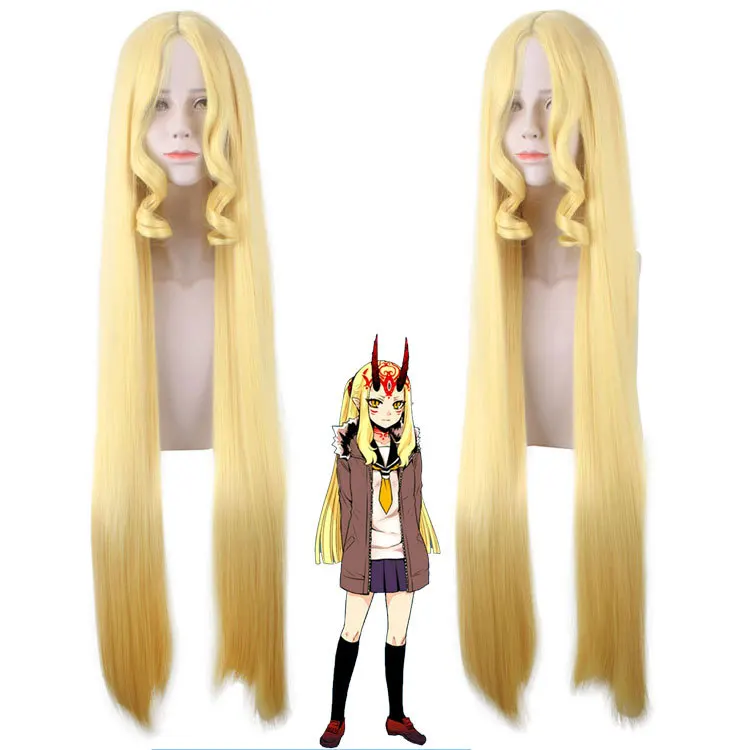 

Anime 100CM Fate Grand Order Ibaraki Douji Doji Long Wig Cosplay Costume FGO Heat Resistant Hair Women Yellow Wigs