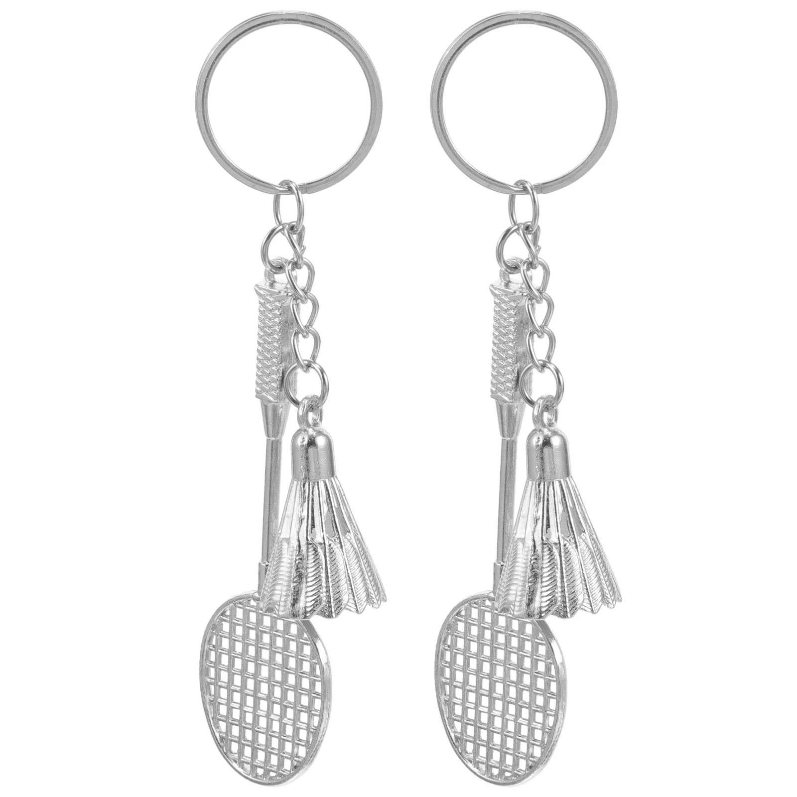 

2 Pcs Metal Keychain Hanging Badminton Ring Decorative Rings Keychains Backpack Trinket Pendant Keyrings Gift Women Adorns