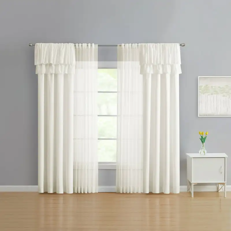 

Solid Ivory Window Curtain Panels and Sheers, Set of 4, 50 x 84 Sheer curtains living room Kitchen curtains sets Koi Outdoor cur