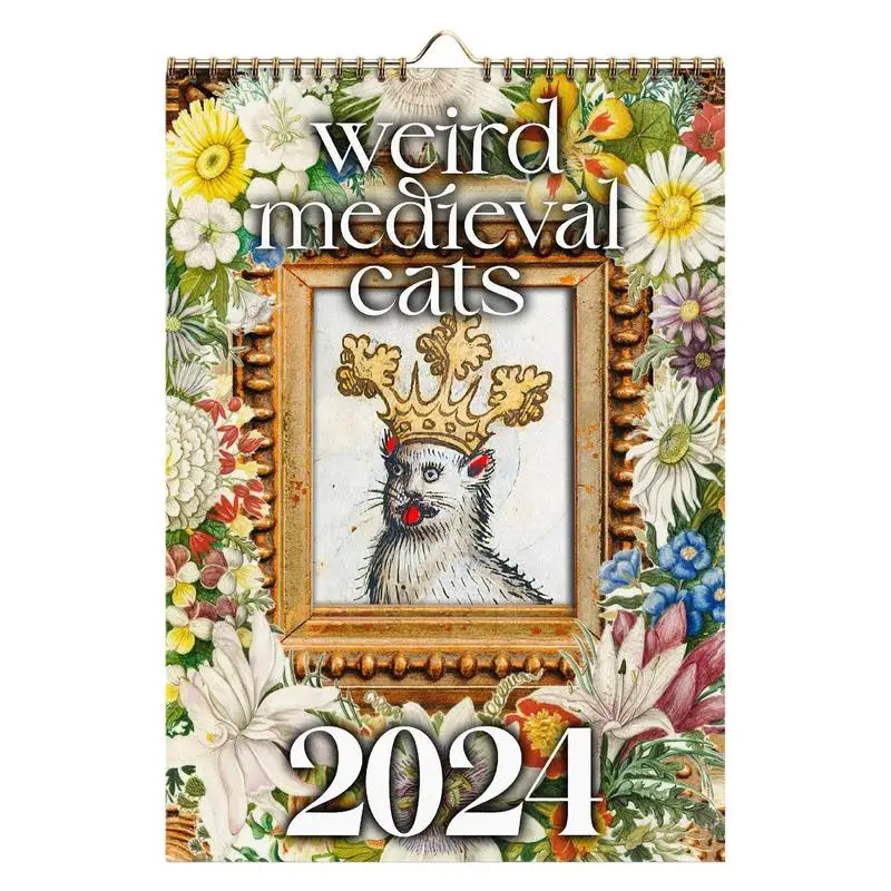

2024 Medieval Cat Calendar Weird Medieval Cats Wall Calendar Ugly Cat Monthly Wall Calendar With Cat Pictures Art Decorations