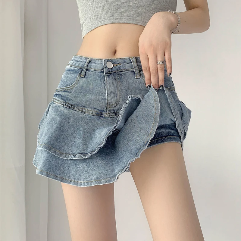 Rimocy Vintage Y2K Ruffles Denim Skirts Women Summer High Waisted Pleated Short Skirt Woman 2023 Slim A-Line Mini Skirts Female
Rimocy Vintage Y2K Ruffles Denim Skirts Women Summer High Waisted Pleated Short Skirt Woman 2023 Slim A-Line Mini Skirts Female