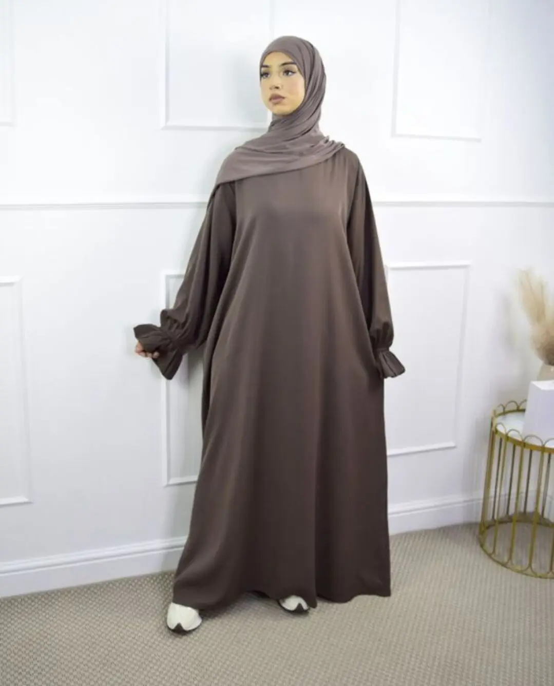 

Fashion Muslim Long Dress Muslim Djellaba Robe Female Full Length hijab Outerwear Abaya Robes With scarf Women Clothing