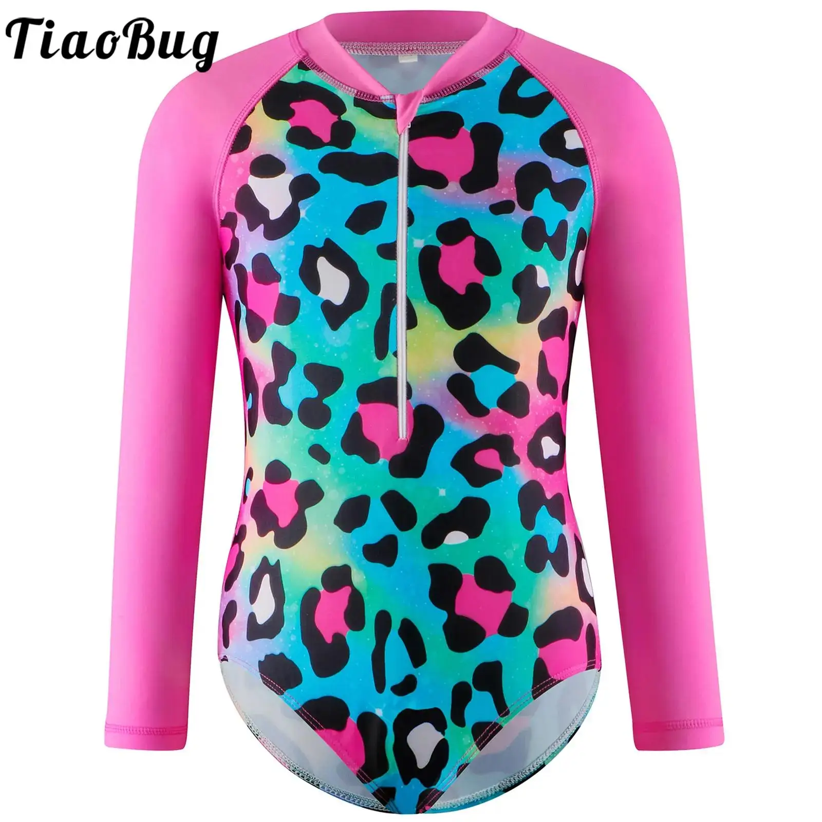 TiaoBug One-piece Kids Girls Athletic Swimsuit Long Sleeve Rash Guard Swimwear 4 to 12 Years Leopard Print Zipper Bathing Suit
TiaoBug One-piece Kids Girls Athletic Swimsuit Long Sleeve Rash Guard Swimwear 4 to 12 Years Leopard Print Zipper Bathing Suit
