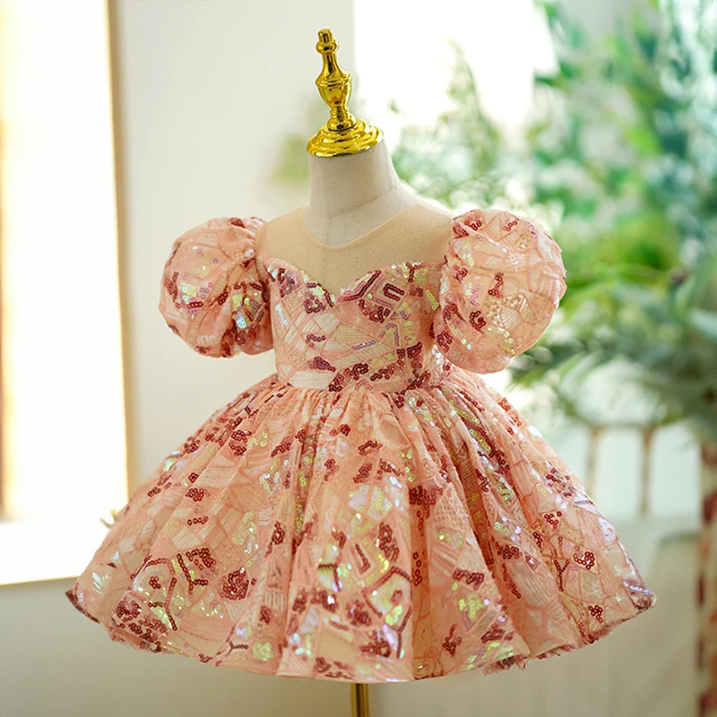 Flower Girl Orange Pink Party Dress Children Eid Holidays Short Evening Gown Wedding Bridesmaid Luxury Pageant Knee Length Dress
Flower Girl Orange Pink Party Dress Children Eid Holidays Short Evening Gown Wedding Bridesmaid Luxury Pageant Knee Length Dress