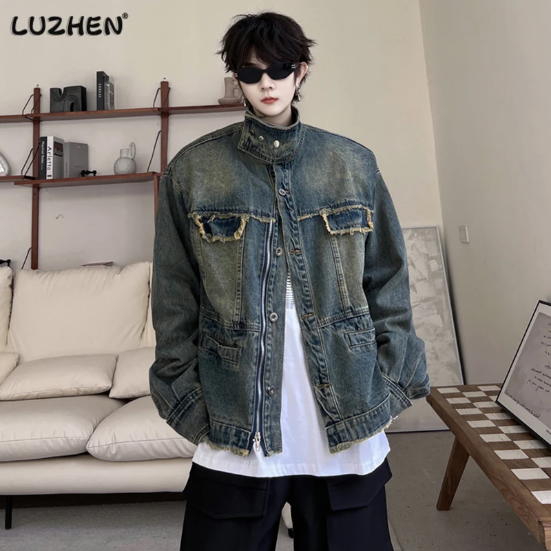 LUZHEN Men Trend Denim Jacket Autumn Stand Neck Cardigan 2023 New Original Classic Design Jean Coat Vintage Male Clothing B8c1cc
LUZHEN Men Trend Denim Jacket Autumn Stand Neck Cardigan 2023 New Original Classic Design Jean Coat Vintage Male Clothing B8c1cc