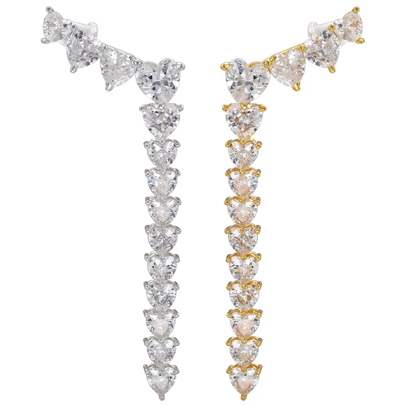 Gold color heart Dangle Earrings Tassel Stud Earrings women Climber ear cuffs Fashion Jewelry 1 Mallzona S636b4a3151a44e9bb415448b9d98cc80Y Gold color heart Dangle Earrings Tassel Stud Earrings women Climber ear cuffs Fashion Jewelry Mallzona