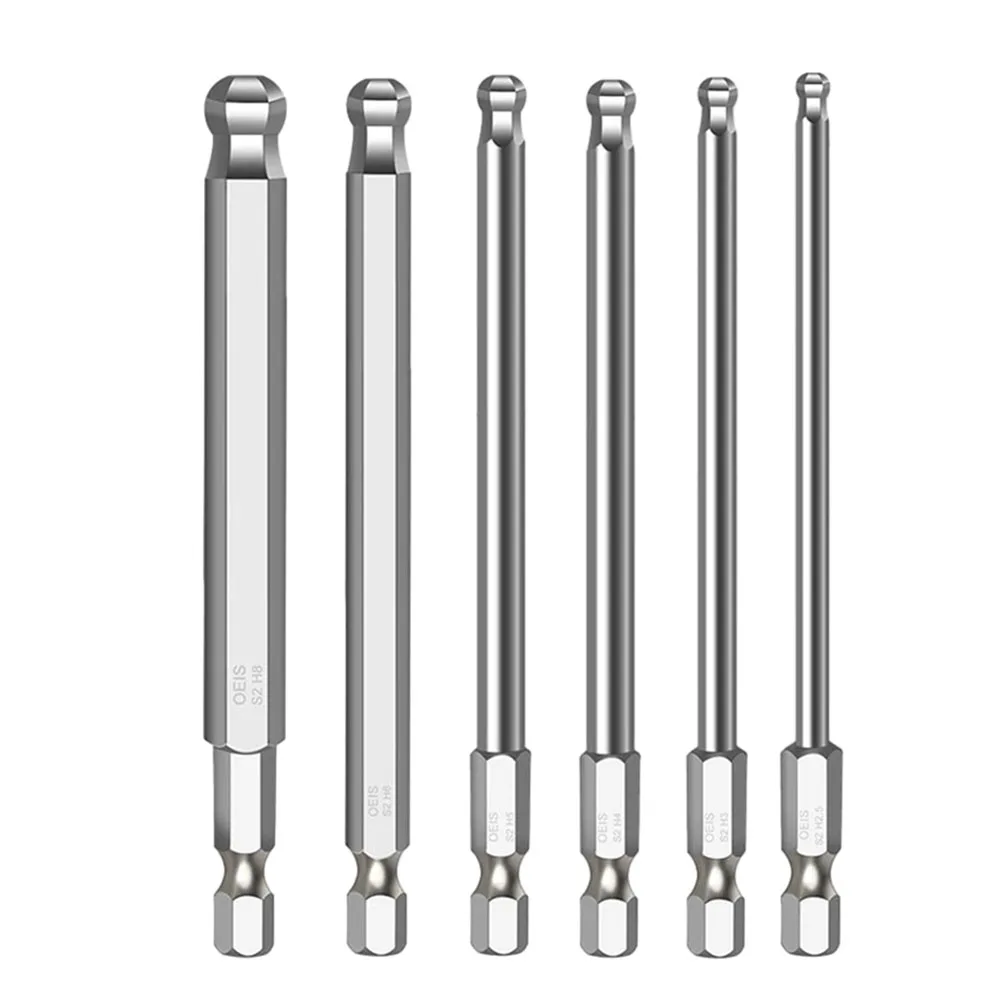 6Pcs Ball End Hex Screwdriver Bits 6.35mm Metric Hex Shank H2.5/H3/H4/H5/H6/H8 Ball Head For Electric Driver Drill Tools Parts
6Pcs Ball End Hex Screwdriver Bits 6.35mm Metric Hex Shank H2.5/H3/H4/H5/H6/H8 Ball Head For Electric Driver Drill Tools Parts