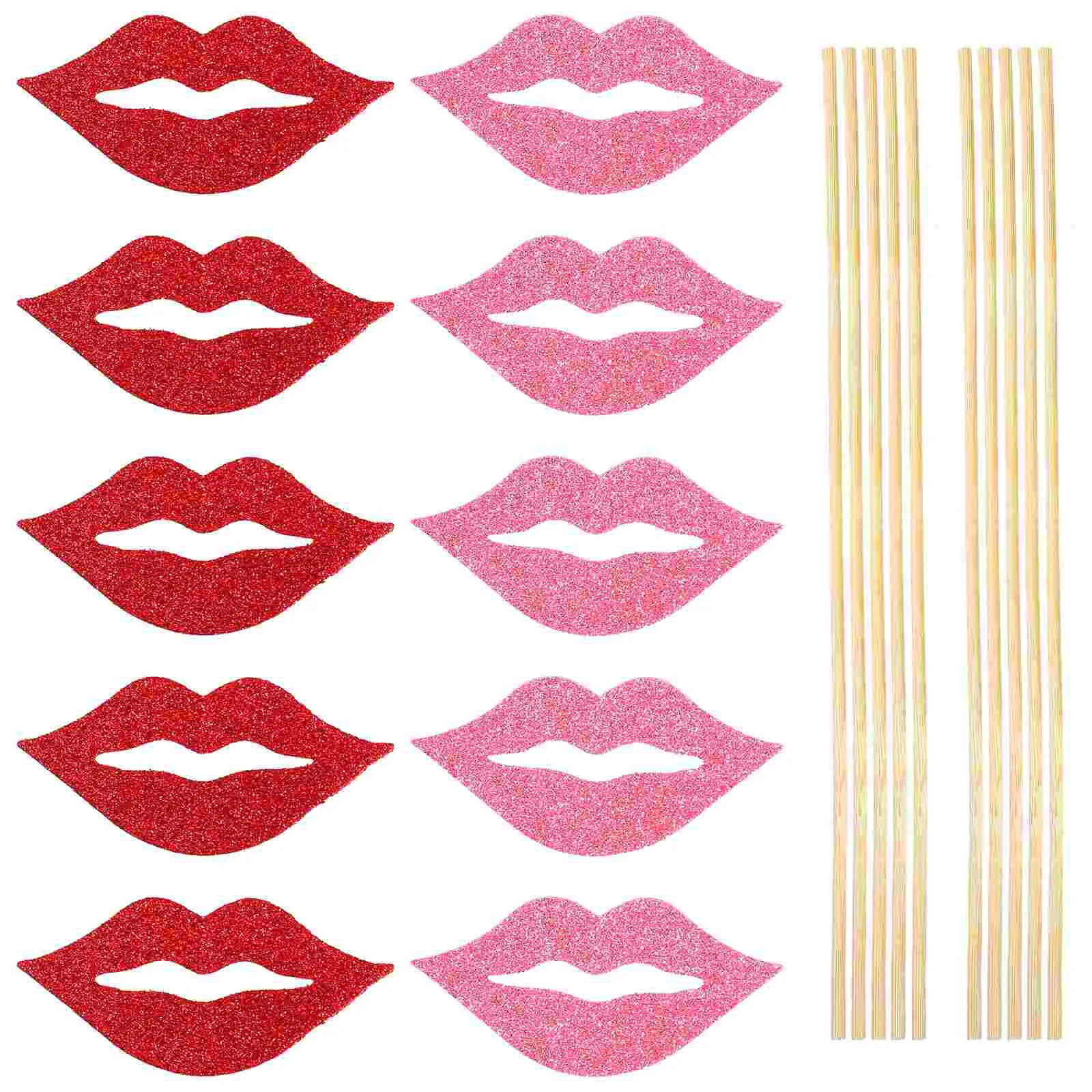 

Nuobesty Wedding Photo Booth Props 40Pcs Kiss Lips Glitter Photobooth Valentines Day Christmas Wedding Halloween Party Red