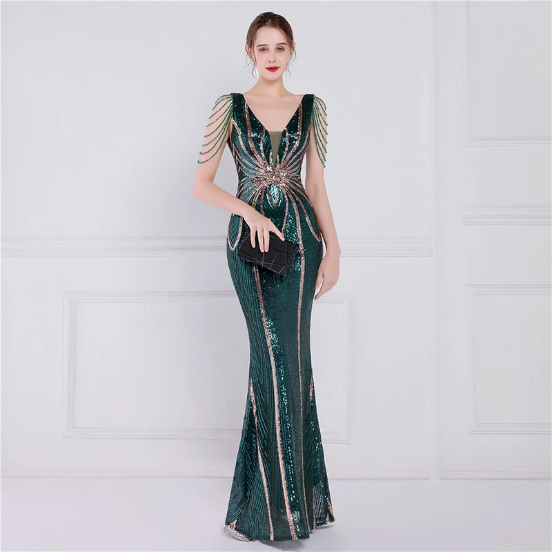 DongCMY New Sexy V-Neck Sleeveless Mermaid Prom Gowns Beading Sequined Vestido Celebracion Luxury Evening Dress Glitter Bling
DongCMY New Sexy V-Neck Sleeveless Mermaid Prom Gowns Beading Sequined Vestido Celebracion Luxury Evening Dress Glitter Bling