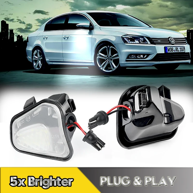 

2Pcs For VW Passat B7 CC Jetta Beetle LED Under Side Mirror Lights Puddle Welcome Lamps EOS Vento Scirocco Santana Canbus White