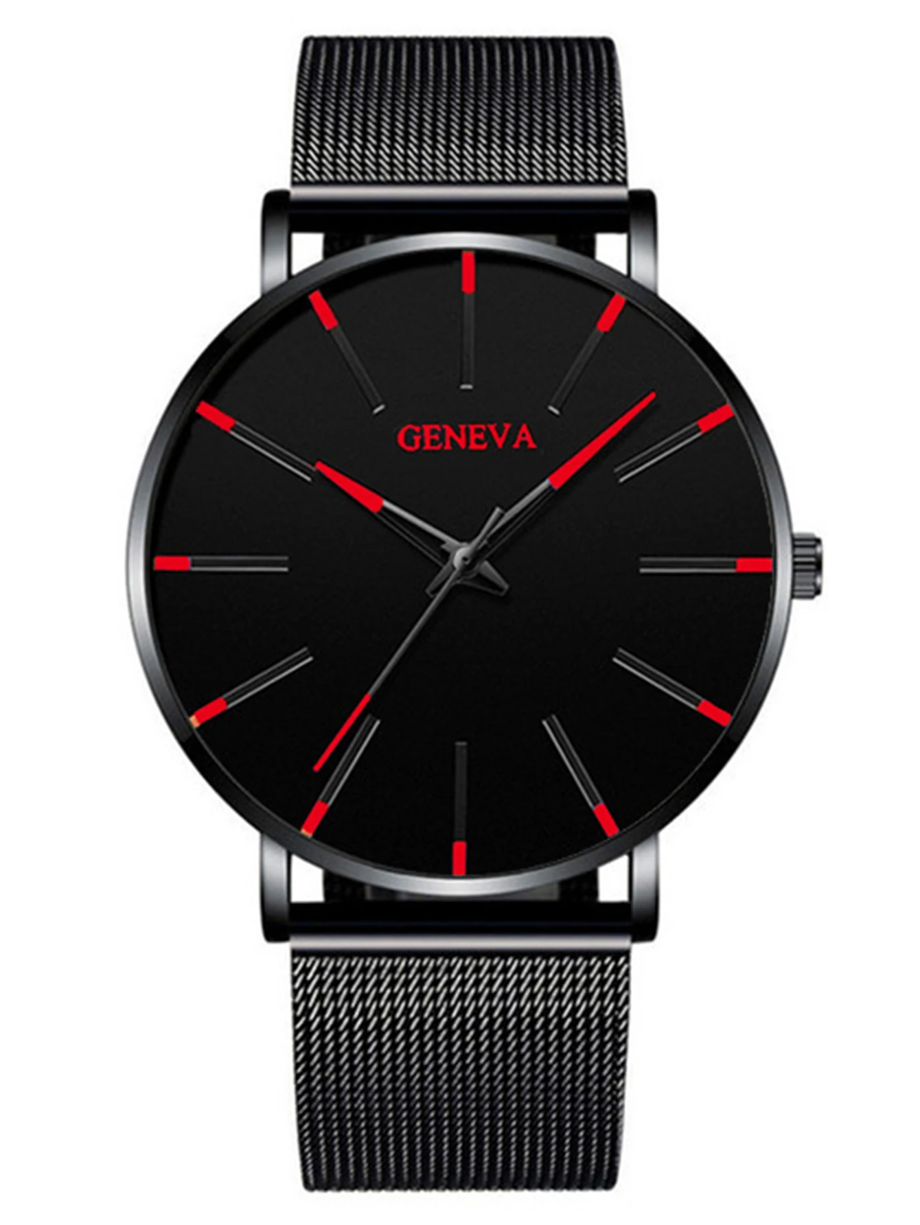 Fashion casual alloy mesh with classic Red needle Blue needle graduated quartz form table selection gift everyday wear Fashion casual alloy mesh with classic Red needle Blue needle graduated quartz form table selection gift everyday wear