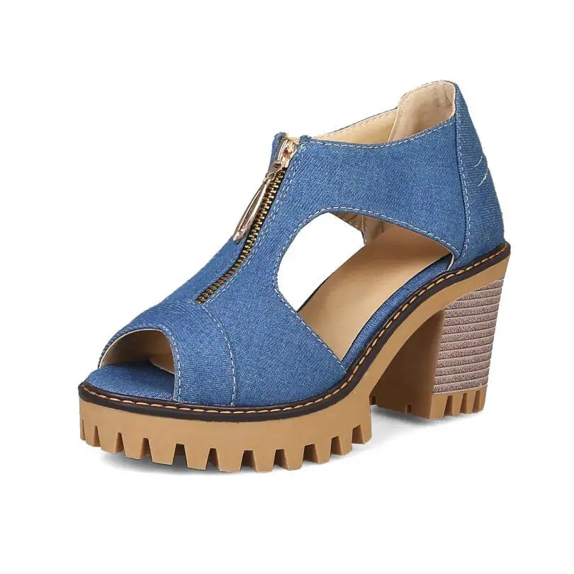 High Heel Women Sandal 2023 Summer Denim Zipper Peep Toe Chunky Heels Plus Size 40-43 Platform Elegance Fish Toe Female Shoes
High Heel Women Sandal 2023 Summer Denim Zipper Peep Toe Chunky Heels Plus Size 40-43 Platform Elegance Fish Toe Female Shoes