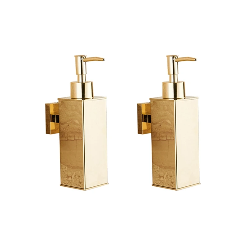 

2X Liquid Soap Dispenser Bathroom Wall Mounted Gold Shower Gel Detergent Shampoo Bottle For Kitchen Hotel Home