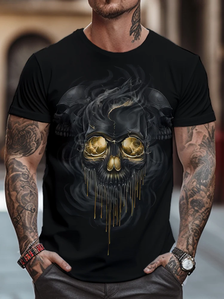 Black Skull 3D Digital Printing Men's Round Neck T-shirts Summer Street Trends Casual Short -sleeved T -shirt Gothic Clothing
Black Skull 3D Digital Printing Men's Round Neck T-shirts Summer Street Trends Casual Short -sleeved T -shirt Gothic Clothing