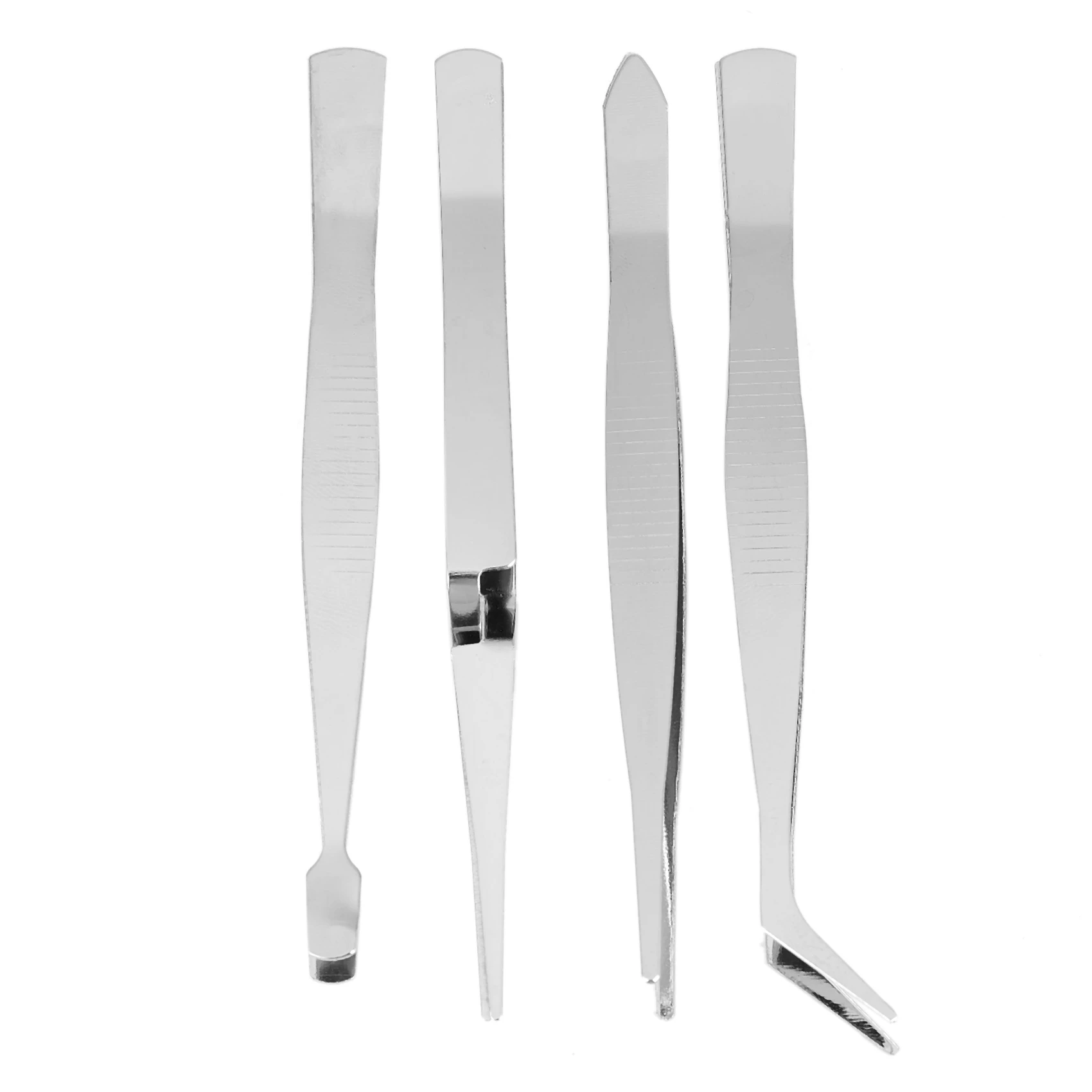 

4Pcs/Set Precision Tweezers Stainless Steel Thick Electronics Forceps Eyebrow Tweezers Anti-Skid Makeup Repair Multi Tools