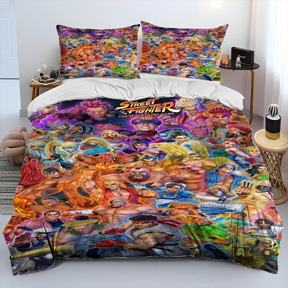 

Street Fighter Retro Game Gamer Comforter Bedding Set,Duvet Cover Bed Set Quilt Cover Pillowcase,king Queen Size Bedding Set kid