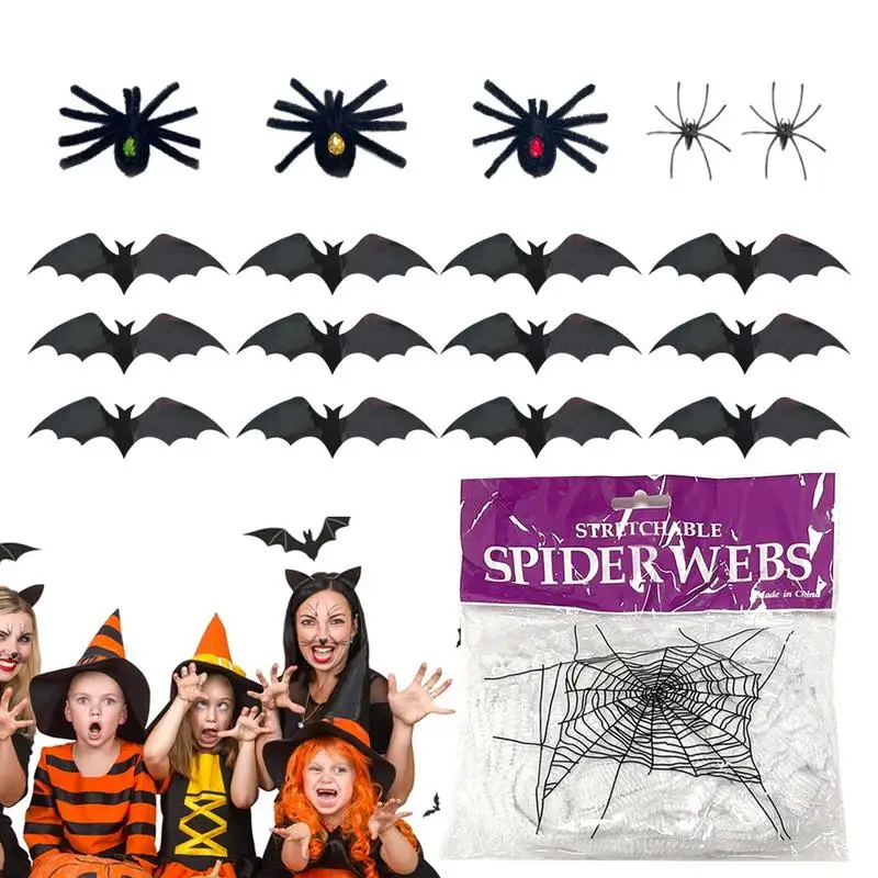 

Halloween Spider Web For Outside Home Prank Decorations Spooky Party Props Halloween Decorations With Fake Spiders And Bats Part