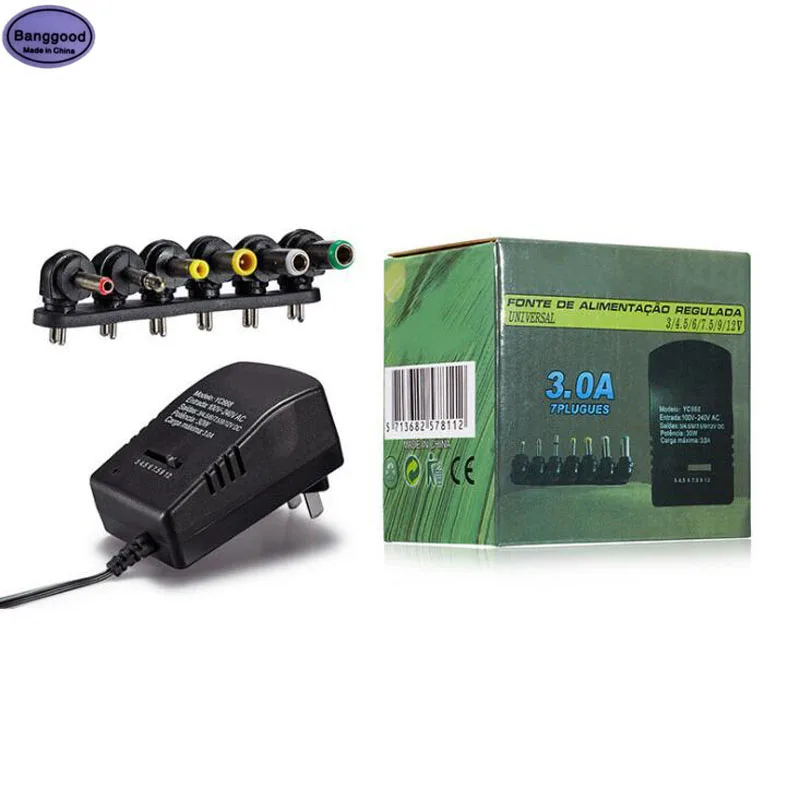 

YC668 30W 3A AC 100V-240V to Multi Voltage 3V 4.5V 6V 7.5V 9V 12V DC Power Adjustable Converter Adapter Universal Charger