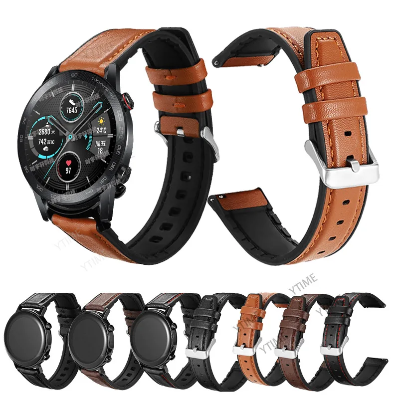 

For Samsung galaxy watch 3 45mm 46mm Strap 22mm Silicone Leather Band Gear S3 Classic Frontier bracelet For Huawei GT 2 46mm 2E