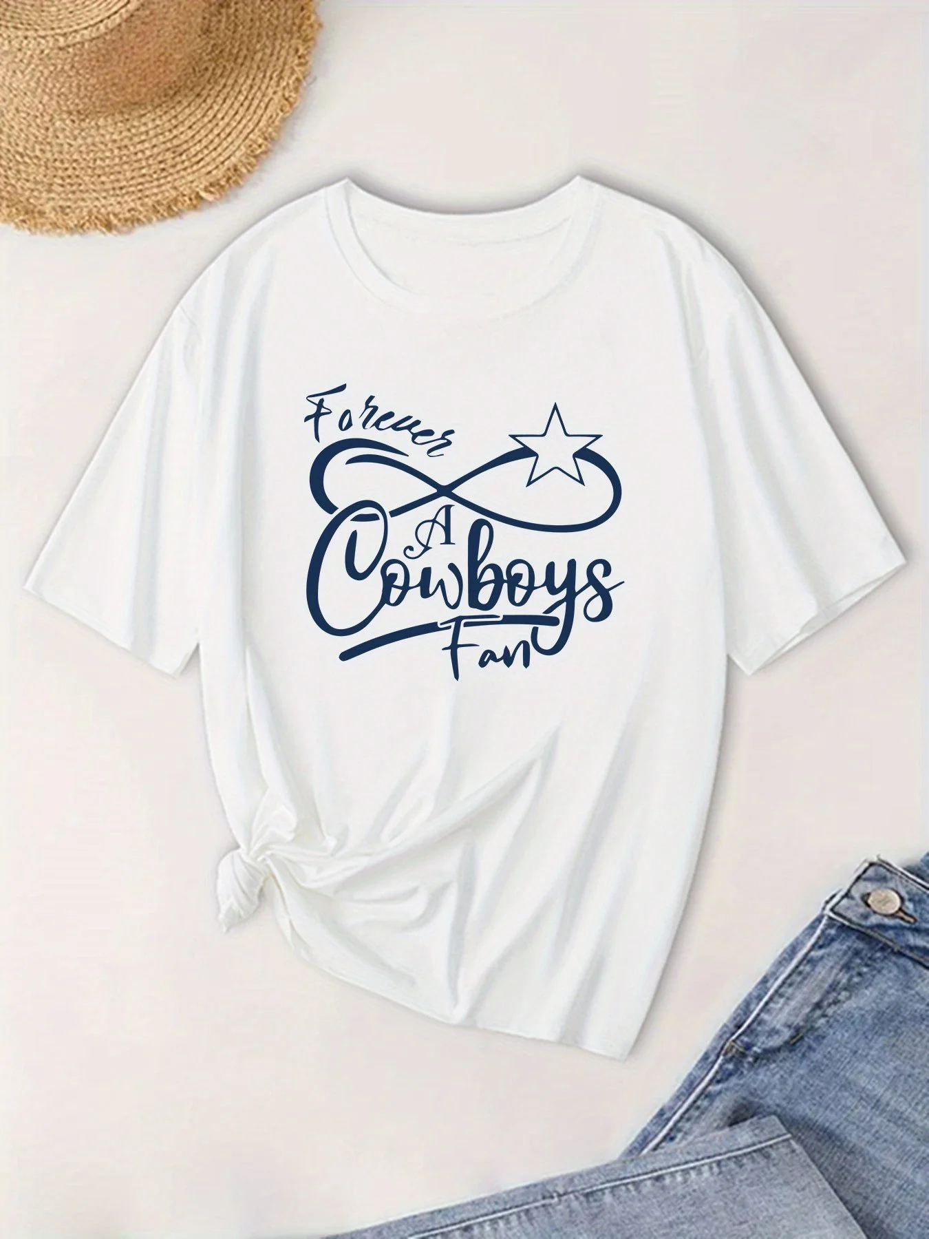 Cowboy Print Crew Neck T-shirt, Short Sleeve Casual Top For Summer & Spring, Women's Clothing
Cowboy Print Crew Neck T-shirt, Short Sleeve Casual Top For Summer & Spring, Women's Clothing