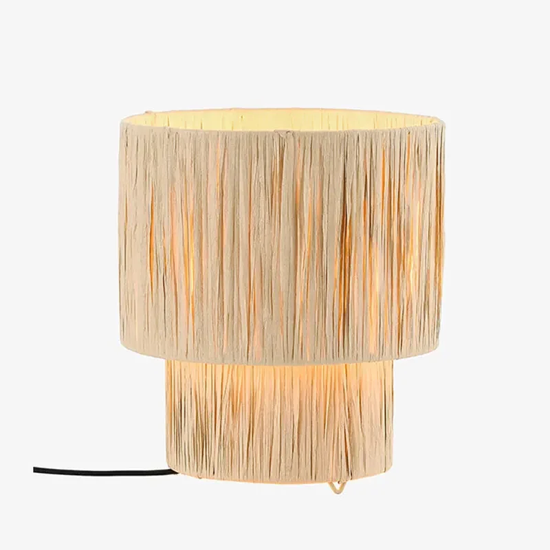 

Retro table lamp straw art rattan bohemia living room hand woven lamps home decor light bedroom lamp