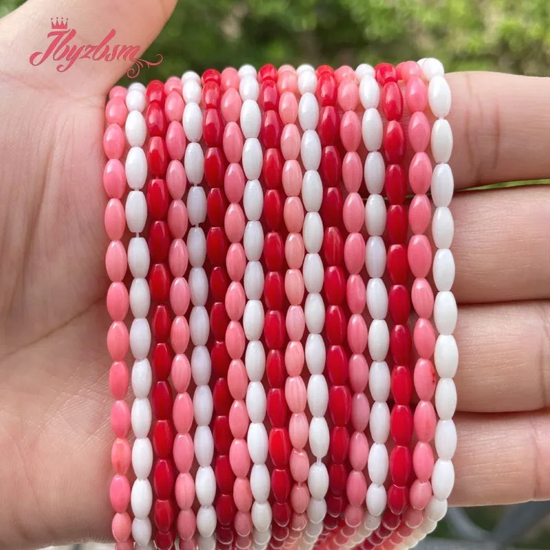 

3x6mm Natural Coral Oval Smooth Loose Stone Beads For DIY Necklace Bracelets Earring Jewelry Making Strand 15" Free Shipping