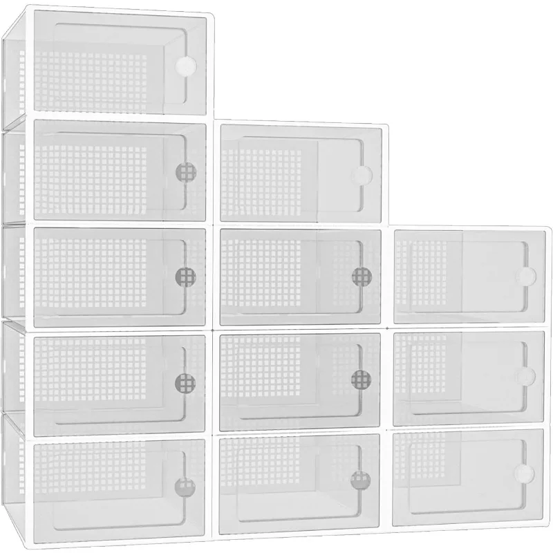 Hourleey 12 Pack Large Shoe Organizer Storage Box, Clear Plastic Stackable Shoe Organizer Containers for Closet
Hourleey 12 Pack Large Shoe Organizer Storage Box, Clear Plastic Stackable Shoe Organizer Containers for Closet