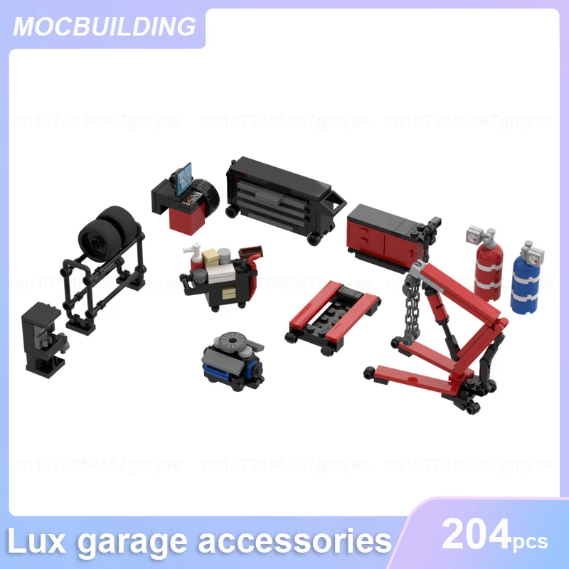

Lux Garage Accessories MOC Building Blocks DIY Assemble Bricks Creative Educational Display Toys Collection Xmas Gifts 204PCS