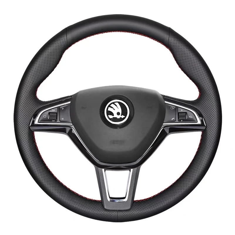 For Skoda Rapid Spaceback 2016 Octavia 2017 Fabia 2016 2017 Hand Sewing black leather Car Steering Wheel Cover Wrap Accessories
For Skoda Rapid Spaceback 2016 Octavia 2017 Fabia 2016 2017 Hand Sewing black leather Car Steering Wheel Cover Wrap Accessories