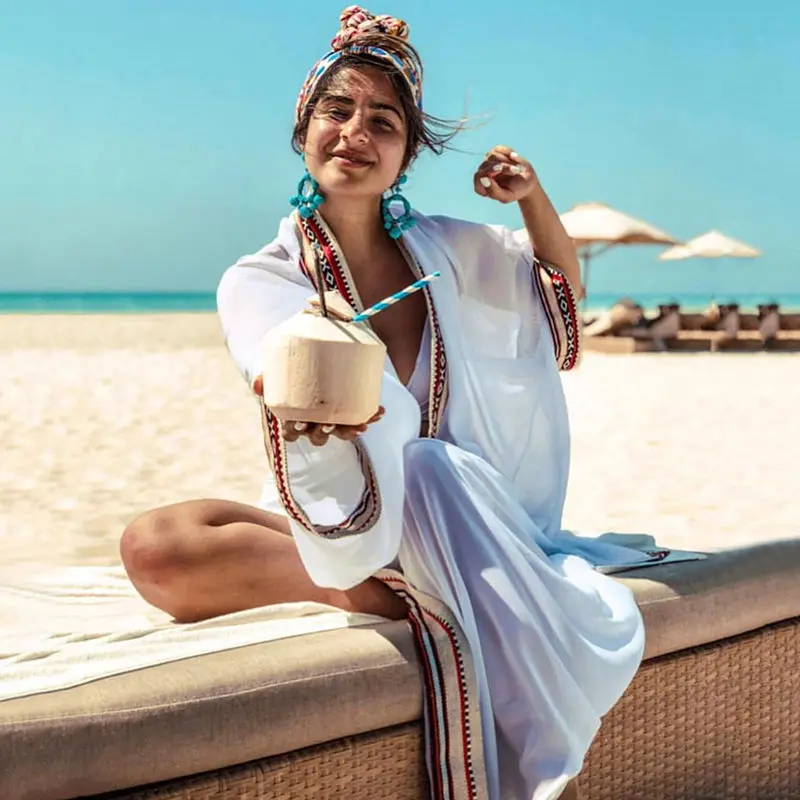 New Beach Bikini Outside with sunscreen chiffon cardigan long skirt hot spring resort seaside bathing suit smock jacket
New Beach Bikini Outside with sunscreen chiffon cardigan long skirt hot spring resort seaside bathing suit smock jacket