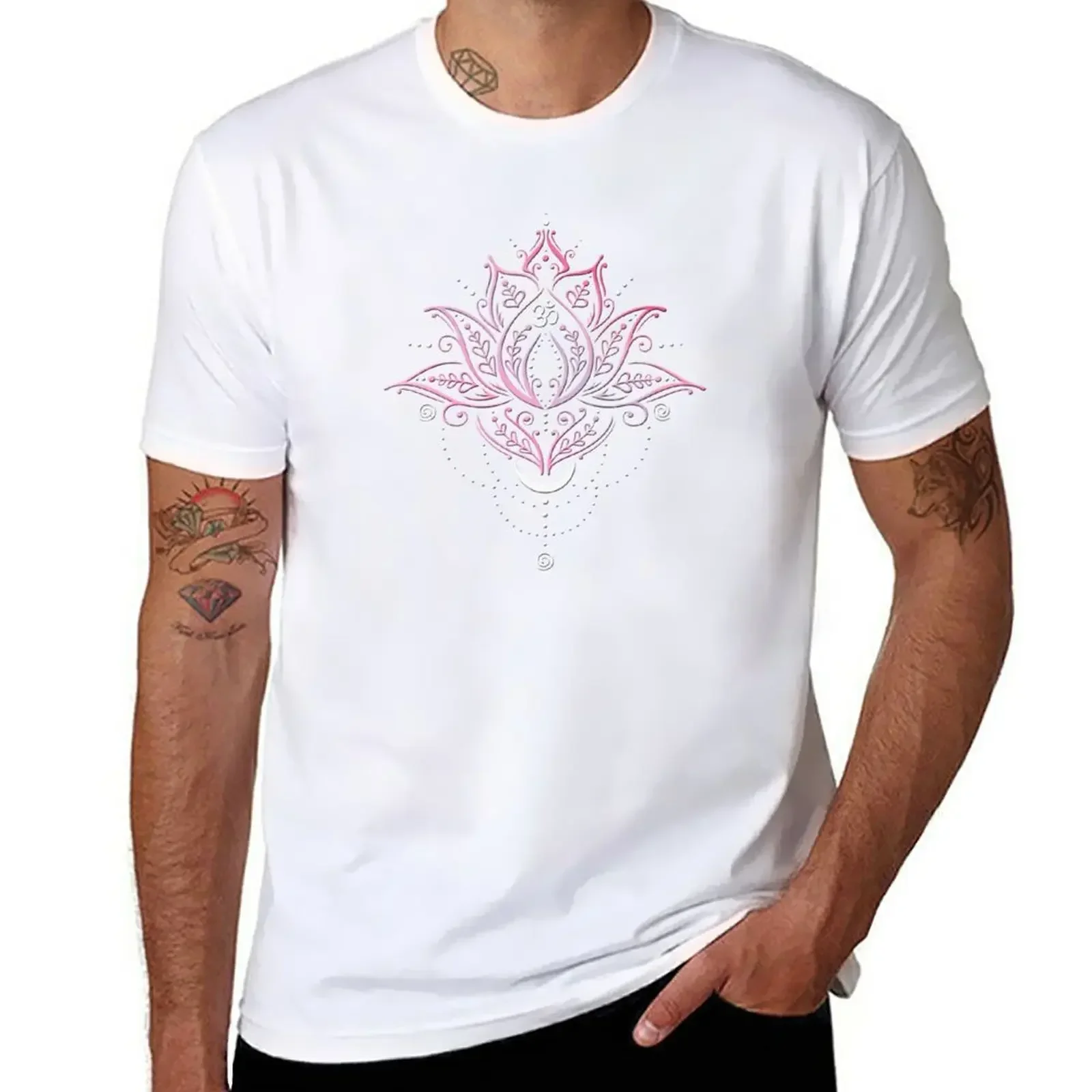 

Lotus with Moon and Om Symbol. Yoga. T-Shirt shirts graphic tees oversizeds summer top mens graphic t-shirts funny