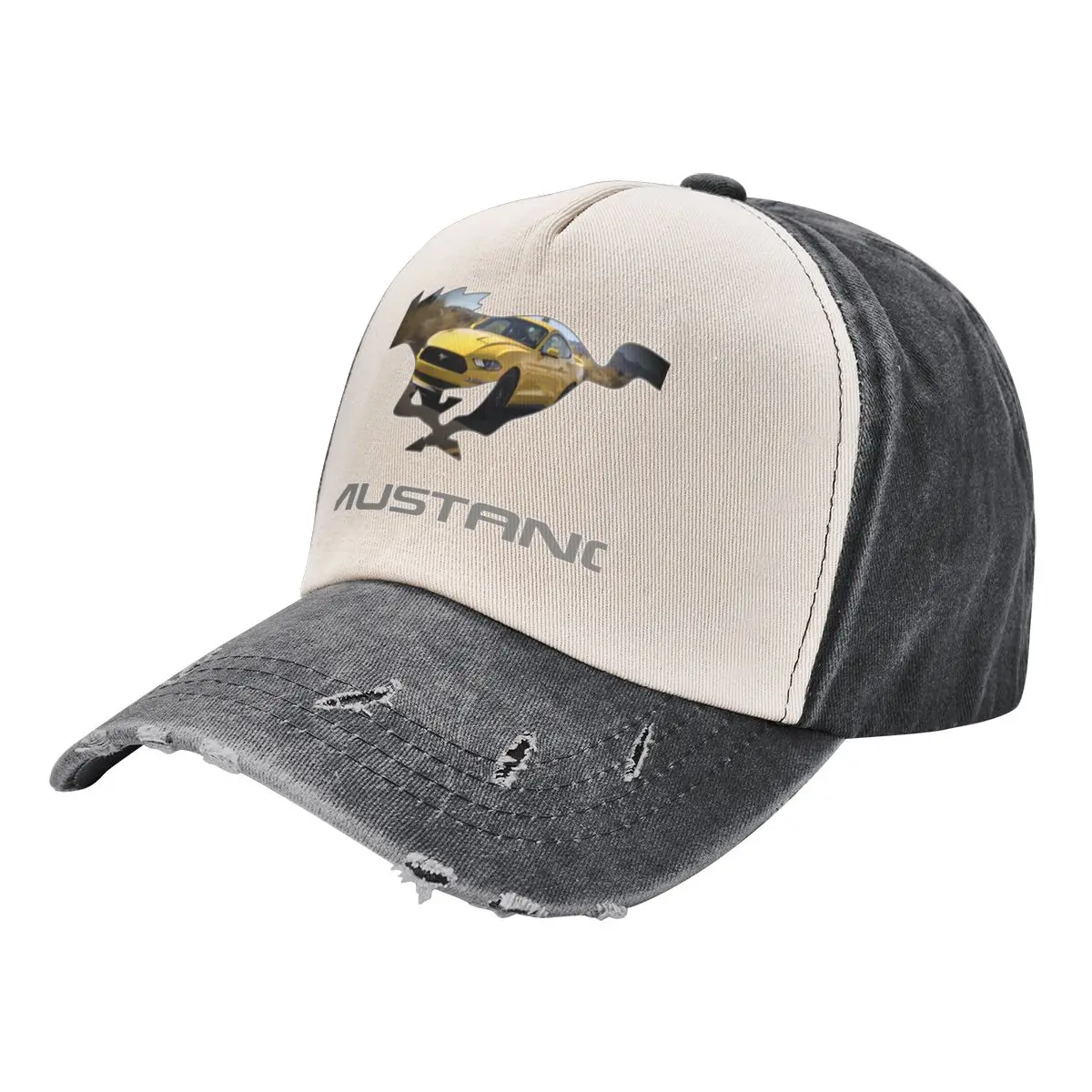 

Ford Mustang GT Logo Emblem Design (Yellow on Black) Cowboy Hat Hat Man For The Sun hard hat Women's Cap Men's