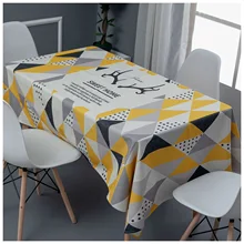 

Cotton Linen Tablecloths, Waterproof Table Covers Antlers White Yellow Dining Table Coffee Table Deco