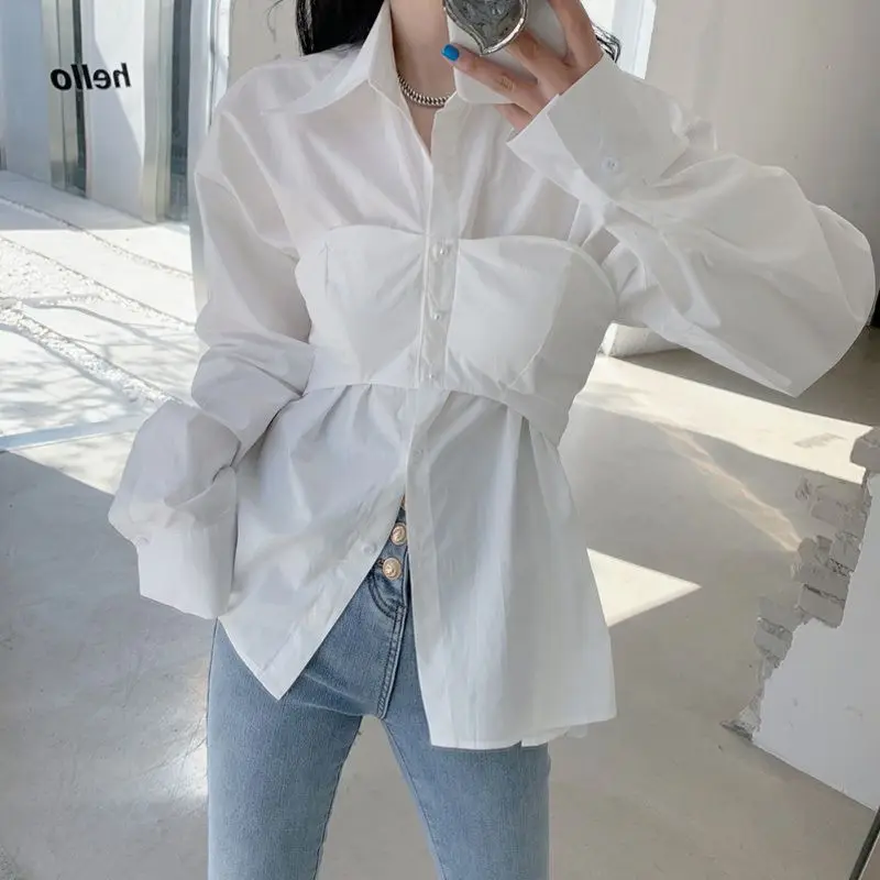 2023 New Spring and Autumn Fashion Solid Color Wrapped Chest Fake Two Piece Shirts Temperament Casual and Unique Women's Top
2023 New Spring and Autumn Fashion Solid Color Wrapped Chest Fake Two Piece Shirts Temperament Casual and Unique Women's Top