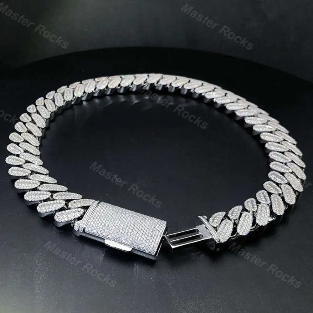 Мужская Серебряная цепочка Майами, кубинская цепь с муассанитом 13 мм, бриллиант d Color Vvs, Муассанит 
Мужская Серебряная цепочка Майами, кубинская цепь с муассанитом 13 мм, бриллиант d Color Vvs, Муассанит