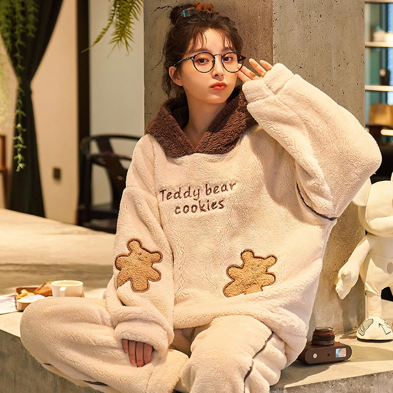 Winter Pajama Sets Women Pyjamas Kawaii Cartoon Gingerbread Man Print Flannel Loung Sleepwear Girl Pijama Mujer Night Suits Home
Winter Pajama Sets Women Pyjamas Kawaii Cartoon Gingerbread Man Print Flannel Loung Sleepwear Girl Pijama Mujer Night Suits Home