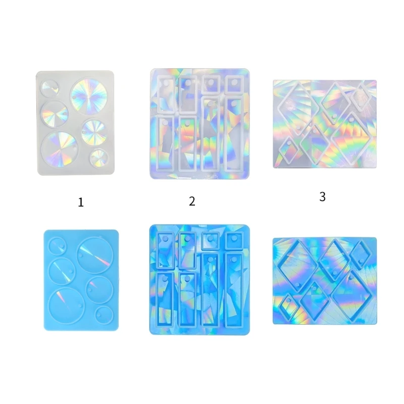 

Shimmering Holographic Ear Stud Earring Mold Oval Rectangle Rhombus Shape Earring Pendant Silicone Mold DIY Craft Tool
