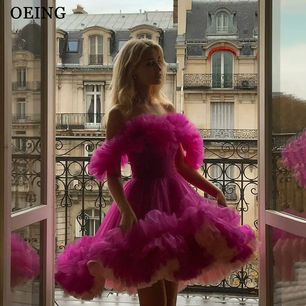 OEING Fuchsia Short A Line Prom Dresses Fairy Off the Shoulder Knee Length Ruffles Formal Event Dress Elegant Evening Gowns
OEING Fuchsia Short A Line Prom Dresses Fairy Off the Shoulder Knee Length Ruffles Formal Event Dress Elegant Evening Gowns