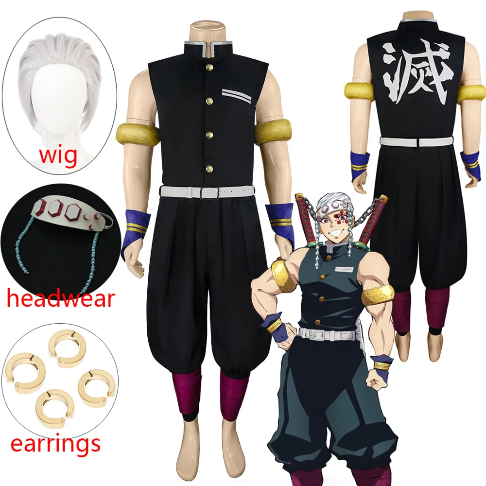 Anime Demon Slayers Uzui Tengen Cosplay Costume Kimetsu no Yaiba Black Uniform Wigs Headdress Halloween Party Clothes Accessory
Anime Demon Slayers Uzui Tengen Cosplay Costume Kimetsu no Yaiba Black Uniform Wigs Headdress Halloween Party Clothes Accessory