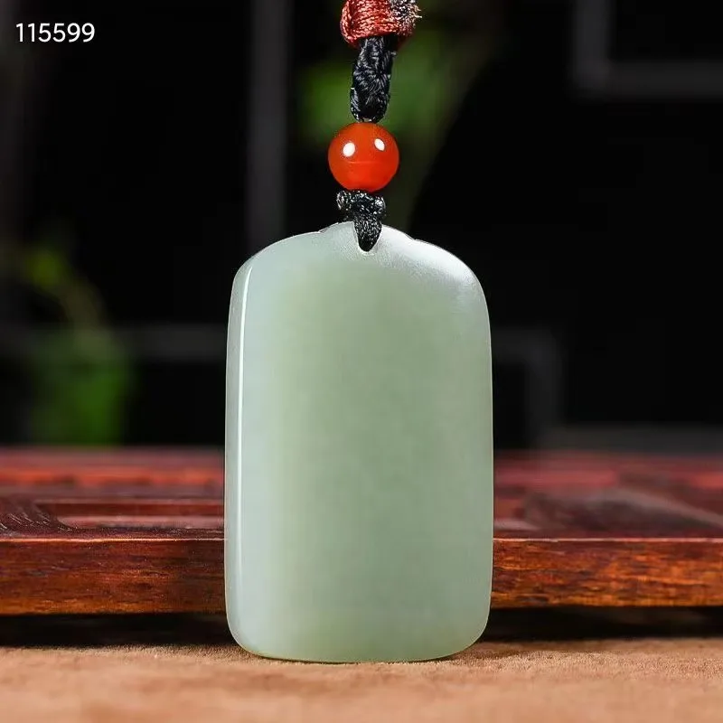 

Natural 100% real cyan white hetian jade carve guanyin Bless peace pendant jewellery Handle piece for men woman gifts good luck