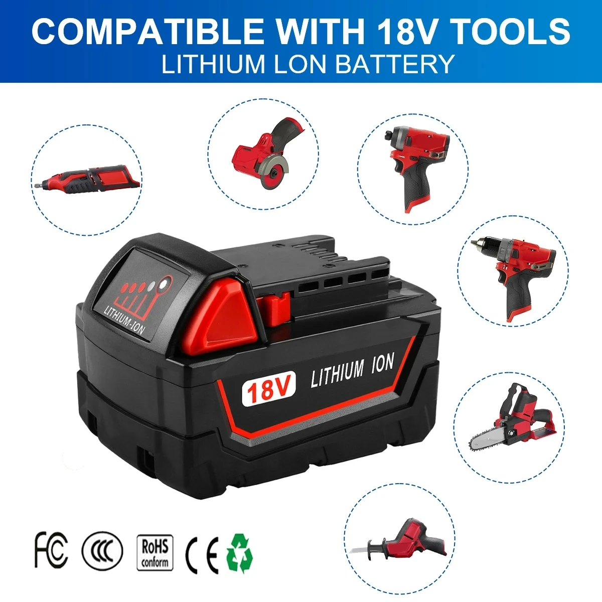 Original 18V 6.0/8.0/12.0Ah Replacement Lithium Ion Battery For Milwaukee M18 Power Tool 48-11-1815 48-11-1850 48-11-1860 Z50
Original 18V 6.0/8.0/12.0Ah Replacement Lithium Ion Battery For Milwaukee M18 Power Tool 48-11-1815 48-11-1850 48-11-1860 Z50