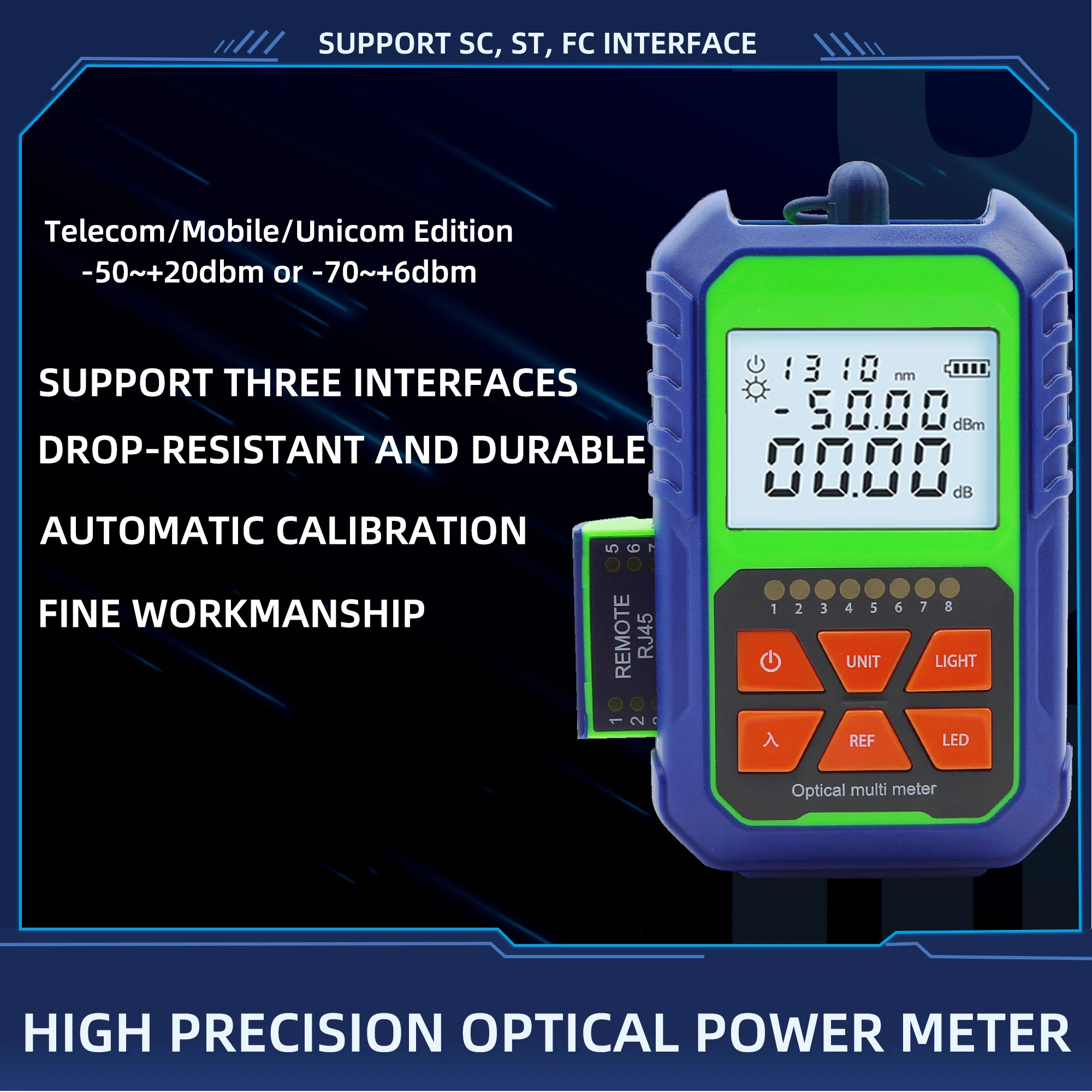 Handheld mini Charging Fiber Optic Cable Tester Optical Power Meter For SC / FC / ST connector Optical Muilt-Meter
Handheld mini Charging Fiber Optic Cable Tester Optical Power Meter For SC / FC / ST connector Optical Muilt-Meter