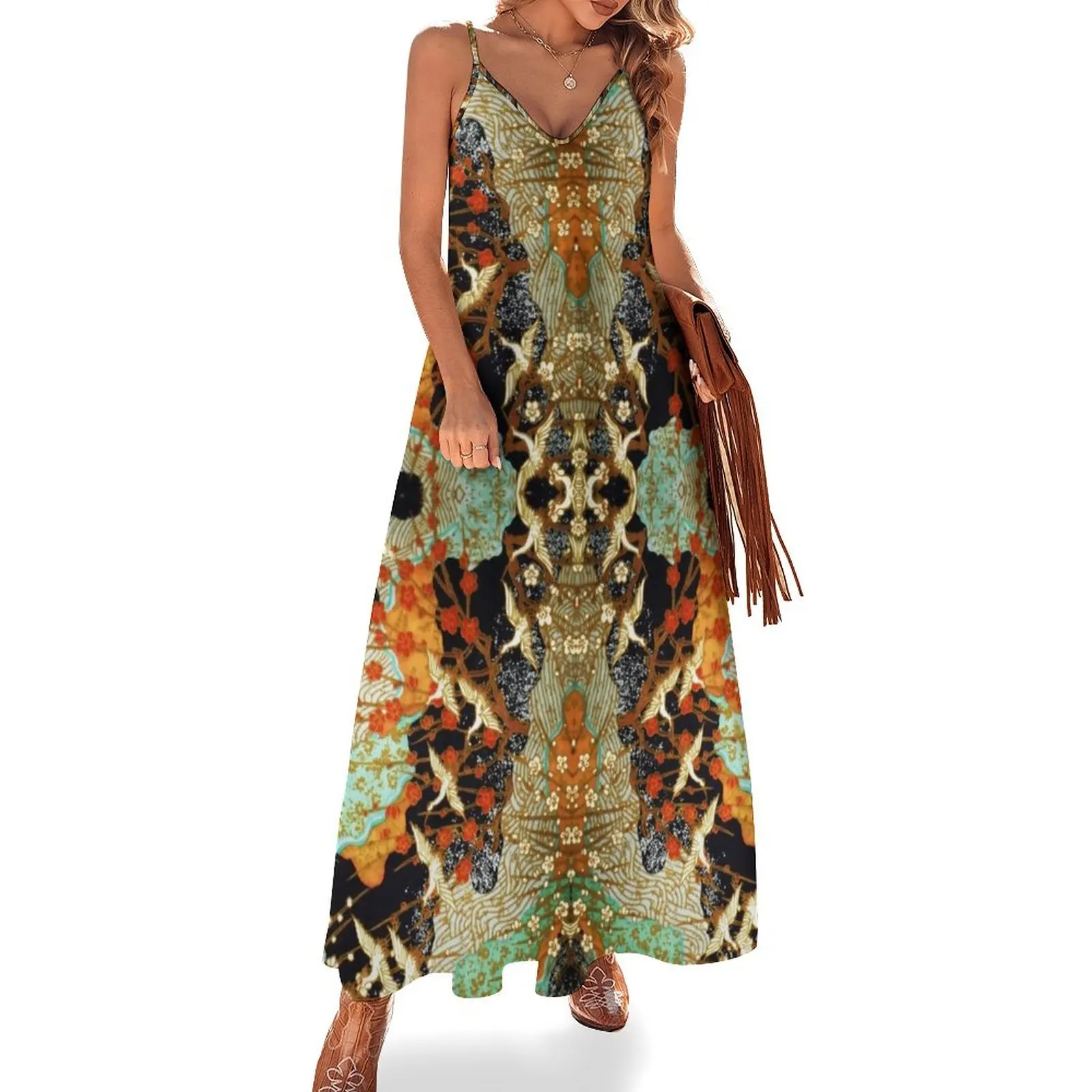 FLYING CRANES AND SPRING FLOWERS Antique Japanese Floral Sleeveless Dress chic and elegant evening dress summer woman dress 2024
FLYING CRANES AND SPRING FLOWERS Antique Japanese Floral Sleeveless Dress chic and elegant evening dress summer woman dress 2024