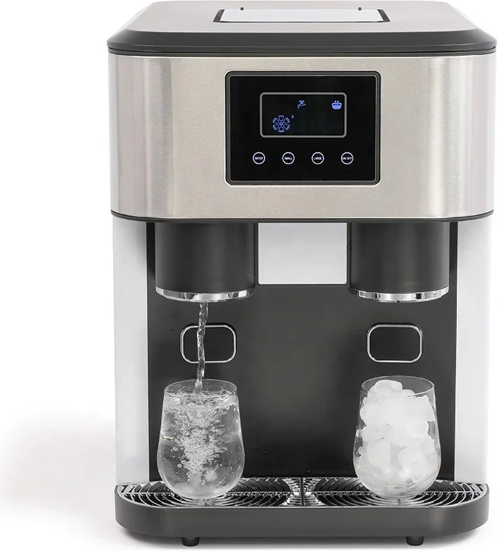 

18kgs/day 1kg Storage Tabletop Crushed Ice Vendor Water Server Lifestyle Portable LCD Touch Ice Maker With Water Dispenser