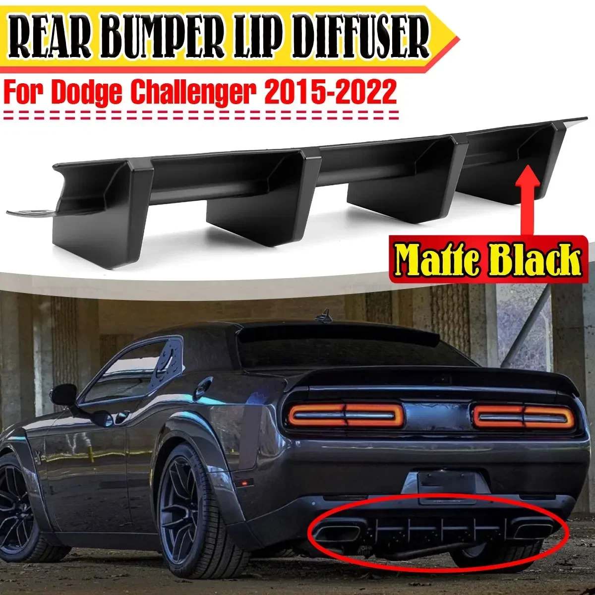 New Car Rear Bumper Lip Diffuser Spoiler Fin Splitter For Dodge Challenger 2015-2022 Rear Chassis Spoiler Deflector Body Kit New Car Rear Bumper Lip Diffuser Spoiler Fin Splitter For Dodge Challenger 2015-2022 Rear Chassis Spoiler Deflector Body Kit