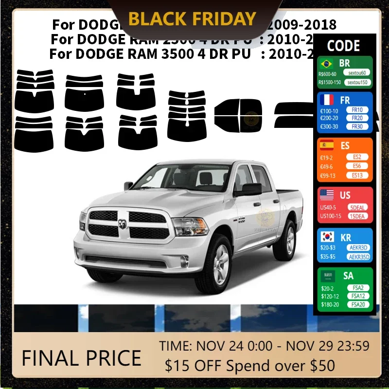 Precut nanoceramics car UV Window Tint Kit Automotive Window Film For DODGE RAM 1500 4 DR PU 2009-2018
Precut nanoceramics car UV Window Tint Kit Automotive Window Film For DODGE RAM 1500 4 DR PU 2009-2018
