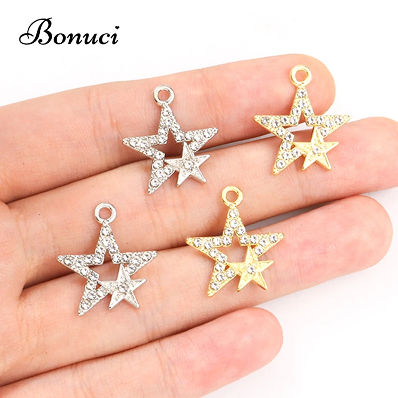

15pcs New Crystal Star Charms Openwork Pentagram Metal Pendant For Making DIY Handmade Necklace Keychain Findings Supplies Craft