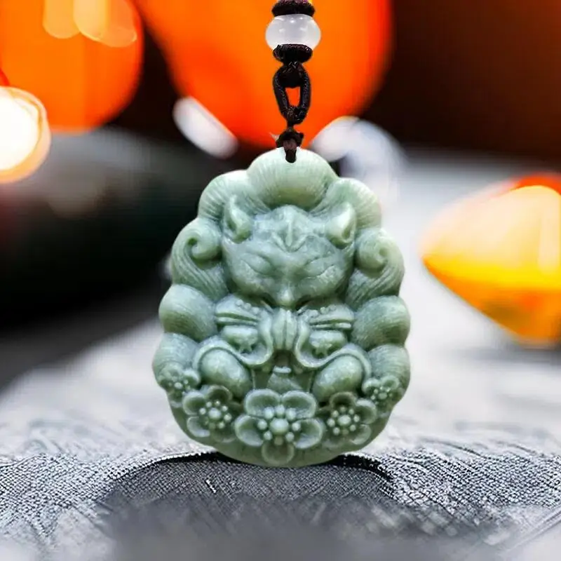 

Natural Real Jade Fox Pendant Necklace Designer Carved Jewelry Amulet Talismans Vintage Gift Charm Chinese Gifts for Women Men